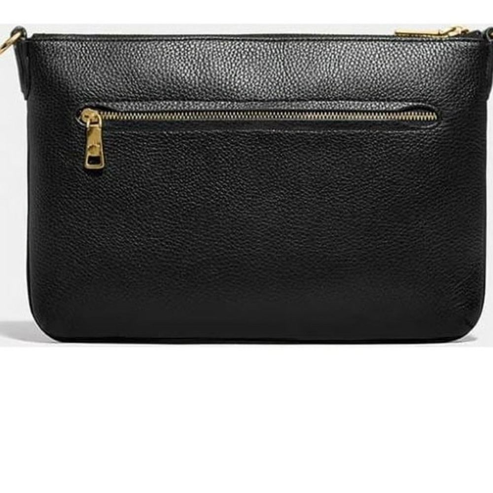 COACH Crossbody Bag C3376-GDBLK Polly Polished Pebble Leather Black AUTHENTIC - Picture 3 of 12